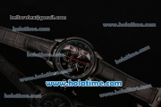 Tag Heuer Carrera Mikrotourbillons Chrono Swiss Quartz PVD Case with Black Leather Bracelet and Black Dial