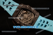 Richard Mille RM11-03 Swiss Valjoux 7750 Automatic Carbon Fiber Case Skeleton Dial With Arabic Numeral Markers Blue Rubber Strap 1:1 Original(KV)