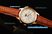 IWC Portuguese Grande Complication Automatic Movement Rose Gold Case with White Dial and Leather Strap