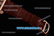 Cariter Tank MC Swiss ETA 2824 Automatic Rose Gold Case with Brown Dial Diamonds Bezel and White Roman Numeral Markers