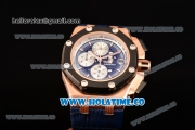 Audemars Piguet Rubens Barrichello Chrono Miyota Quartz Rose Gold Case with PVD Bezel Stick Markers and Blue Skeleton Dial (EF)