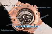 Hublot Big Bang Clone HUB4100 Automatic Rose Gold Case with White Rubber Strap and White Dial - 1:1 Original (TW)