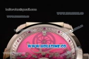 Ulysse Nardin Skeleton Tourbillon Manufacture Asia Automatic Steel Case with Pink/White Dial and White Leather Strap