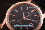 IWC Ingenieur Limited Edition Swiss ETA 2824 Automatic Rose Gold Case with Black Dial and Black Leather Strap