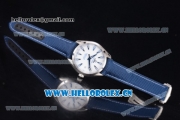 Omega Seamaster Aqua Terra 150M Clone 8500 Automatic Steel Case with White Dial Blue Leather and Stick Markers (EF)