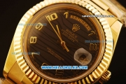 Rolex Day Date II Oyster Perpetual Rolex 3156 Automatic Gold Case with Grey MOP Dial and Gold Strap