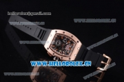 Richard Mille RM011-FM Asia ST25 Automatic Rose Gold Case with Skeleton Dial Arabic Numeral Markers and Black Rubber Strap Rose Gold Inner Bezel