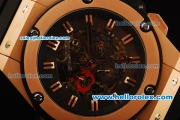 Hublot Big Bang Automatic Movement 7750 Coating Case with Rose Gold Bezel and Black Rubber Strap