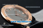 Hublot Classic Fusion Miyota 9015 Automatic Rose Gold Case with Grey Dial Stick Markers and Light Grey Genuine Leather Strap