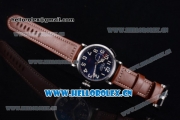 Zenith Pilot Type 20 GMT Asia ST25 Automatic Steel Case with Blue Dial Arabic Numeral Markers and Brown Leather Strap