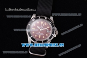 Rolex Submariner Vintage Asia 2813 Automatic Steel Case Red Dial Dot Markers and Black Nylon Strap