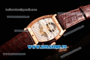 Vacheron Constantin Malte Tourbillon Power Reserve Swiss Tourbillon Manual Winding Rose Gold Case with White Dial Stick Markers and Brown Leather Strap