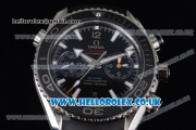 Omega Seamaster Planet Ocean 600M Co-Axial Chronograph Clone Omega 9300 Automatic Steel Case with Black Dial Stick Markers and Black Rubber Strap (EF)