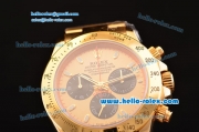 Rolex Daytona Chronograph Swiss Valjoux 7750-SHG Automatic Full Gold Case with Stick Markers Gold Dial and Black Subdials