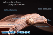 Franck Muller Conquistador King Automatic Rose Gold Case with Diamond Bezel/Dial Brown Leather Strap