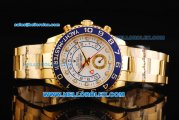 Rolex Yacht-Master II Oyster Perpetual Swiss ETA 2813 Automatic Movement Gold Case and Strap with White Dial and Blue Bezel
