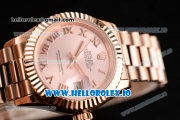 Rolex Datejust Swiss ETA 2671 Automatic Rose Gold Case with Pink Dial Roman Numeral Markers and Rose Gold Bracelet (BP)