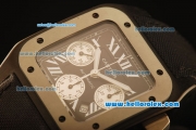 Cartier Santos 100 Swiss ETA 7753 Automatic Titanium Case with Black Dial and Black Nylon Strap - 1:1 Original