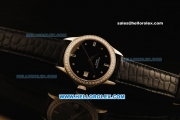 Patek Philippe Calatrava Swiss ETA 2836 Automatic Steel Case with Diamon Bezel and Alligator Strap