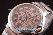 Cartier Ballon Bleu De Automatic Movement Skeleton Dial with Black Roman Markers and Two Tone Strap