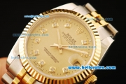 Rolex Datejust Automatic Movement ETA Coating Case with Gold Dial and Gold Bezel-Two Tone Strap