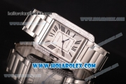 Cartier Tank Anglaise Miyota 9015 Automatic Steel Case/Bracelet with Silver Dial and Roman Numeral Markers - Diamonds Bezel