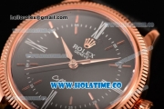 Rolex Cellini Time Asia 2813 Automatic Rose Gold Case with Black Dial and Stick/Roman Numeral Markers