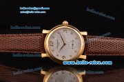 Patek Philippe Calatrava Swiss ETA 2836 Automatic Yellow Gold Case with White Dial Diamond Markers and Brown Leather Strap