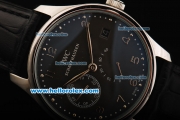 IWC Schaffhausen Portugieser Automatic Movement Steel Case with Black Dial and Black Leather Strap