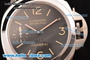 Panerai Luminor Marina Swiss ETA 6497 Manual Winding Stainless Steel Case with Black Dial and Brown Leather Strap