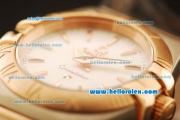 Omega Constellation Swiss Quartz Steel Case with Rose Gold Bezel and White MOP Dial-Rose Gold Stick Markers