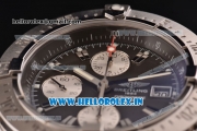 Breitling Avenger Chrono Swiss Valjoux 7750-SHG Automatic Stainless Steel Case Stick Markers with Blakc Leather Strap and Black Dial