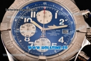 Breitling Avenger Seawolf Miyota Quartz Steel Case with Blue Dial Black Rubber Strap and Arabic Numeral Markers