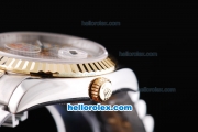 Rolex Datejust Oyster Perpetual Automatic Movement Two Tone with Gold Bezel,Light Grey Dial and Blue Number Marking