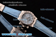 Rolex Daytona Chronograph Swiss Valjoux 7750-SHG Automatic Steel Case with Roman Numeral Markers Blue Leather Strap and Blue Dial