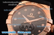 Omega Constellation Swiss ETA Quartz Rose Gold Case with Black Dial and Black Rubber Strap