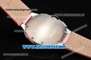 Cartier Ballon Bleu De Medium Chrono Miyota OS20 Quartz Steel Case with Pink Leather Strap Diamonds Markers and Pink MOP Dial