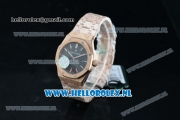 Audemars Piguet Royal Oak Swiss Quartz Rose Gold Case with Black Dial and Rose Gold Bracelet (EF)