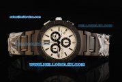 Bvlgari Bvlgari Chronograph Miyota Quartz Movement PVD Case and Strap with White Dial and Stick Markers