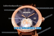 Cartier Rotonde De Miyota Quartz Rose Gold Case/Bracelet with Blue Dial and Diamonds Bezel