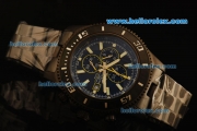 Breitling SuperOcean Chronograph Quartz PVD Case with Black Dial and PVD Strap-Stick Markers