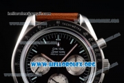 Omega Speedmaster Copy Venus 75 Manual Winding Steel Case with Black Dial Brown Leather Strap and Stick Markers (EF)