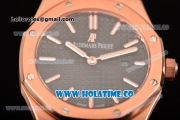 Audemars Piguet Royal Oak 33MM Miyota Quartz Rose Gold Case/Bracelet with Black Dial and Stick Markers (EF)