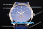 Patek Philippe Grand Complications Perpetual Calendar Miyota Quartz Steel Case with Blue Dial and Silver Stick Markers