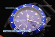 Rolex Submariner Automatic Movement PVD Case with Blue Dial - Blue Bezel and Black Nylon Strap