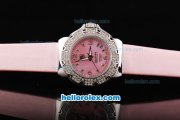 Tag Heuer Formula 1 Quartz Movement Silver Case with Diamond Bezel-Pink Dial and Pink Leather Strap-Lady Size