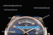 Rolex Day-Date Asia 2813/Swiss ETA 2836/Clone Rolex 3135 Automatic Steel Case with Diamonds Markers and Blue Dial (BP)