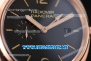 Panerai Radiomir GMT Asia ST25 Automatic Rose Gold Case with Black Dial and Black Leather Strap Stick/Arabic Numeral Markers