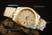 Rolex Datejust II Swiss ETA 2836 Automatic Full Steel with Yellow Gold Bezel and White Dial-Stick Markers