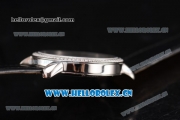 Cartier Rotonde De Tourbillon Asia 6497 Manual Winding Steel Case with White Dial and Diamonds Bezel Black Leather Strap